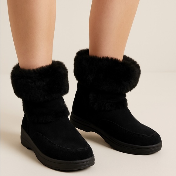 UGG Black Shearling Ankle Boots Women’s ~10 (No Size Tag) - Picture 1 of 6